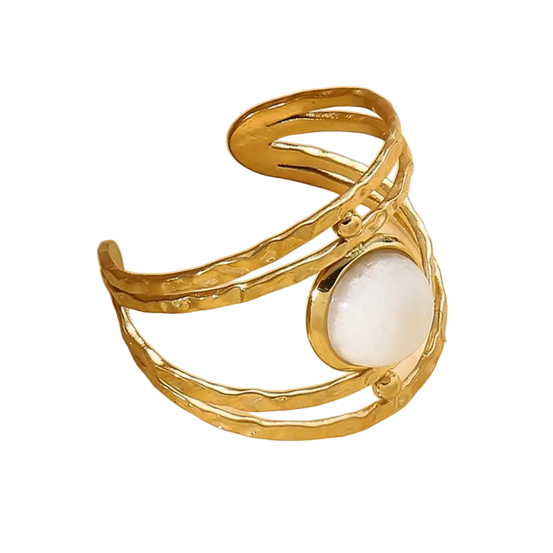 Bague double pierre naturelle Pierre de lune or