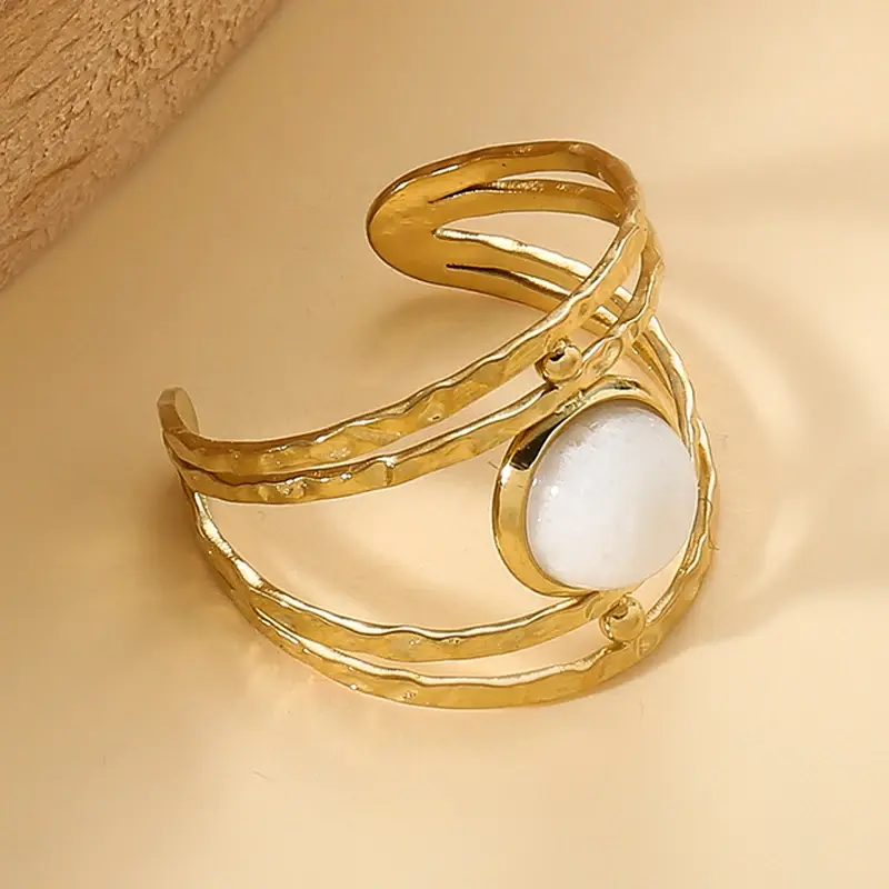 Bague double pierre naturelle Pierre de lune or