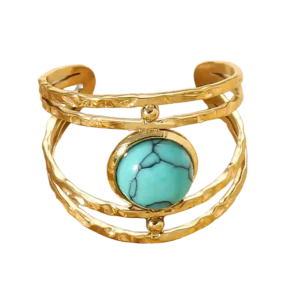 Bague double pierre naturelle Turquoise or