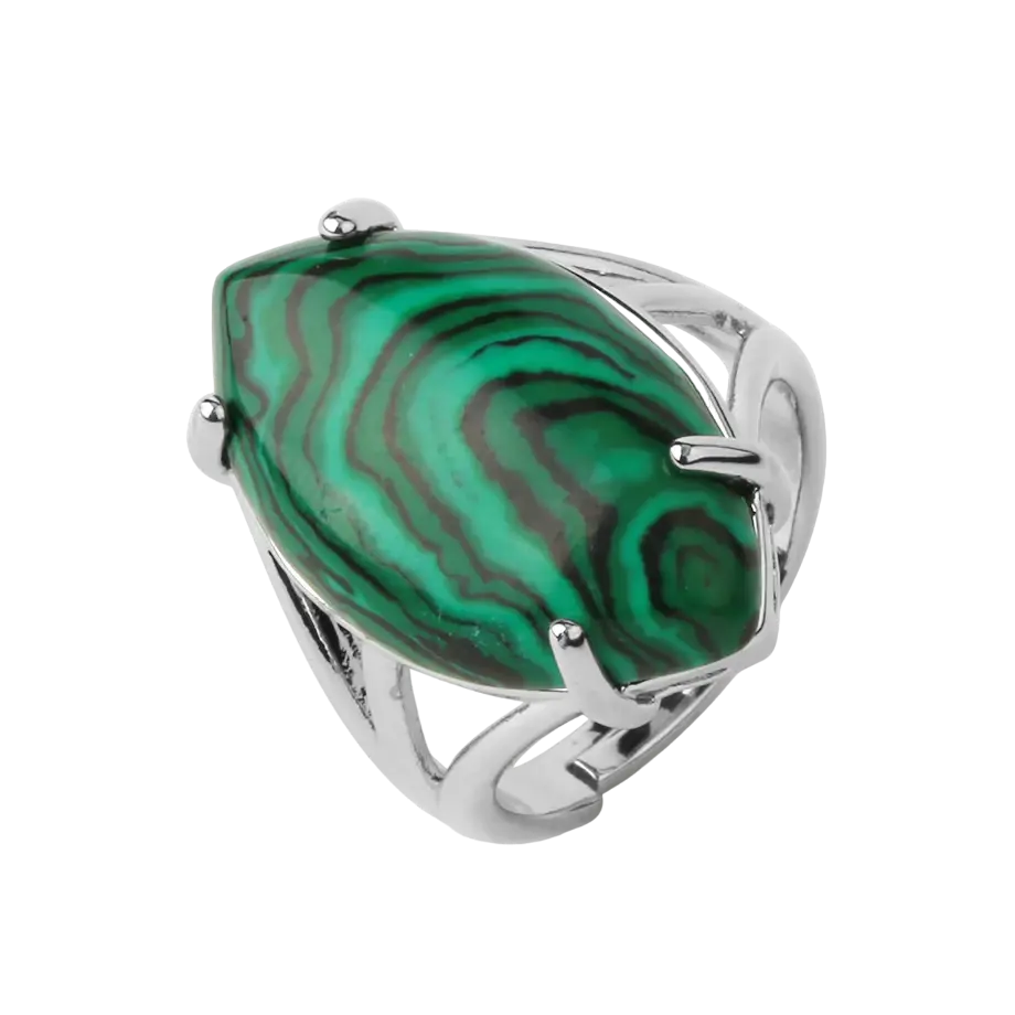 Bague pierre naturelle Malachite argent