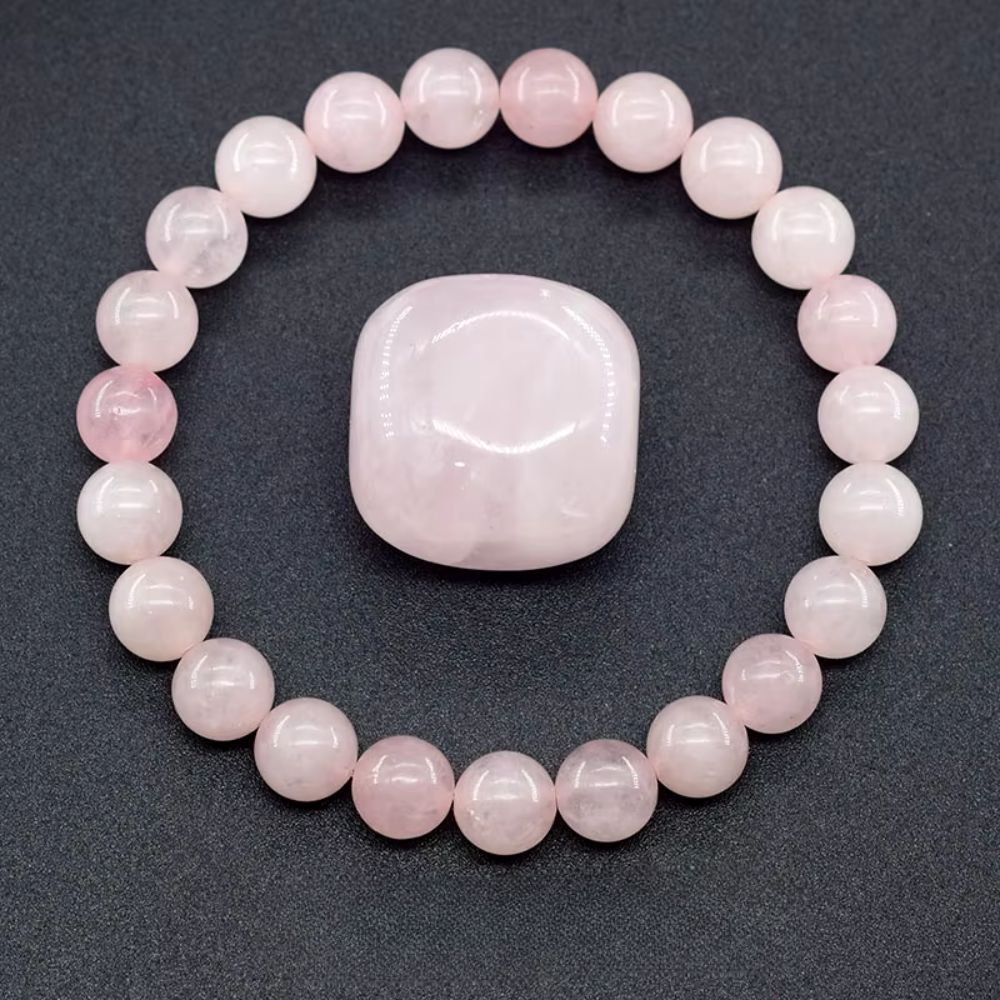 Bracelet pierres naturelles Quartz rose perles