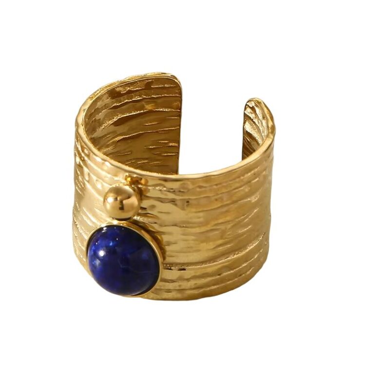 Anneau vintage pierre naturelle lapis lazuli or