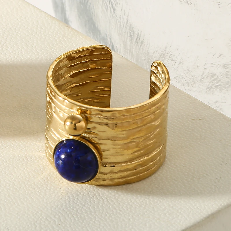 Anneau vintage pierre naturelle lapis lazuli or