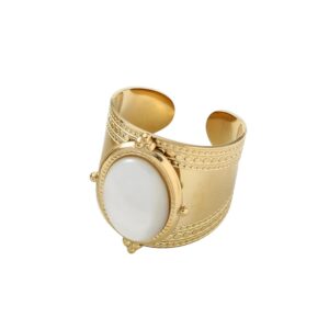 Bague avec pierre naturelle pierre de lune ajustable or