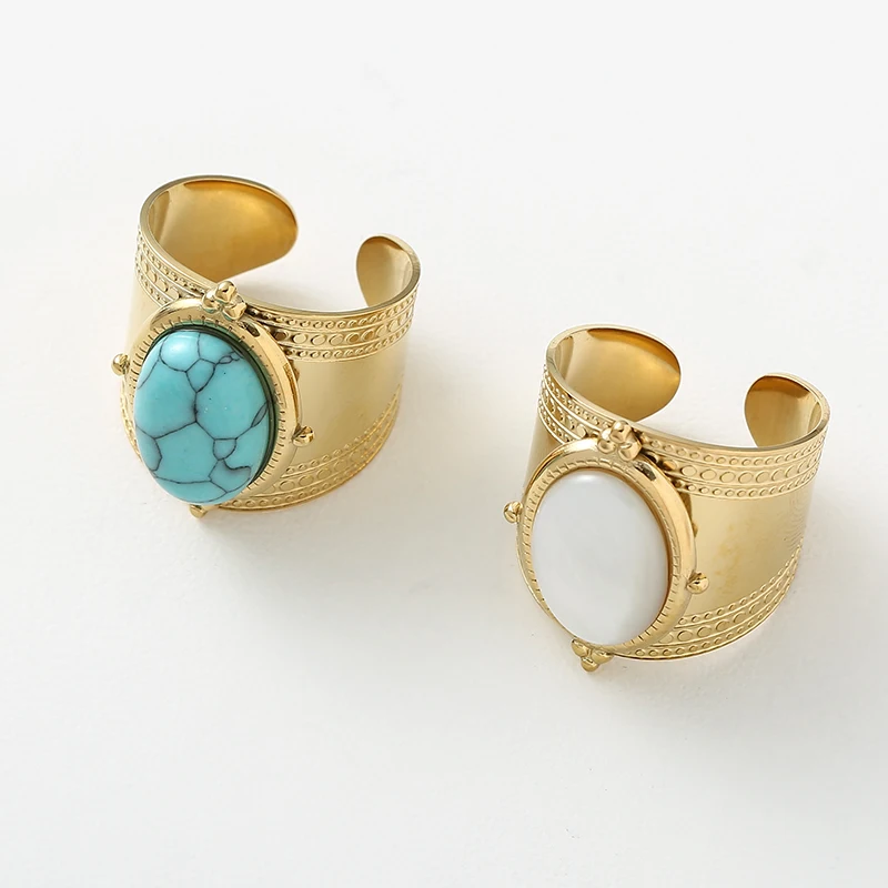 Bague avec pierre naturelle pierre de lune ajustable or