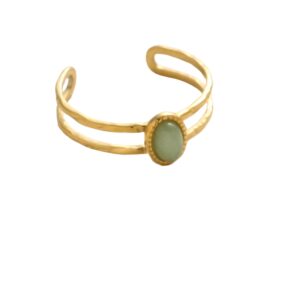 Bague double avec pierre naturelle aventurine or