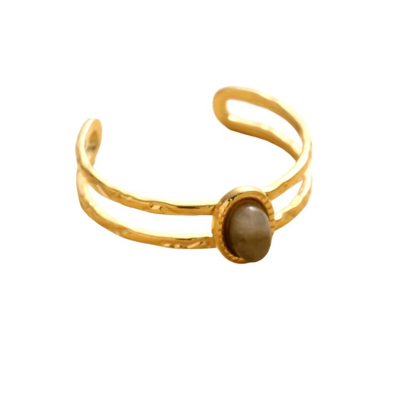 Bague double avec pierre naturelle labradorite or