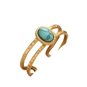 Bague double avec pierre naturelle turquoise or