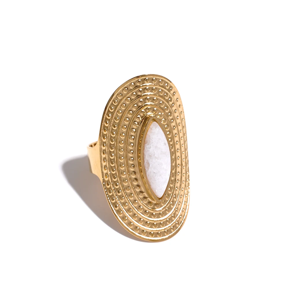 Bague pierre naturelle pierre de lune or ajustable
