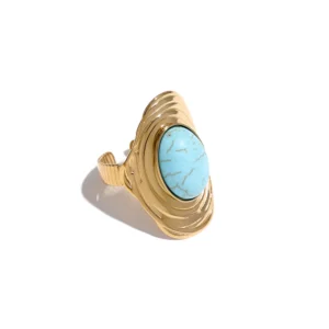 Bague pierre naturelle turquoise or ajustable