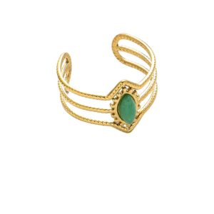 Bague triple pierre naturelle aventurine or