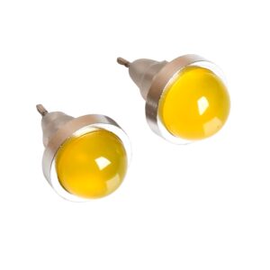 Boucles d'oreilles pierres naturelles agate jaune rondes