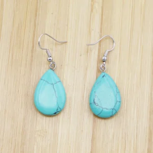 Boucles d'oreilles pierres naturelles turquoise goutte