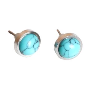 Boucles d'oreilles pierres naturelles turquoise rondes