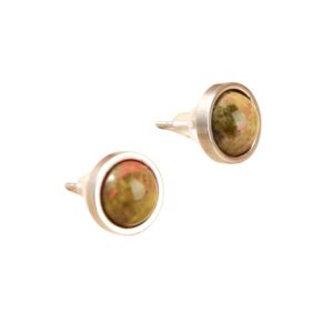 Boucles d'oreilles pierres naturelles unakite rondes