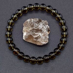 Bracelet en pierres naturelles cristal marron perles