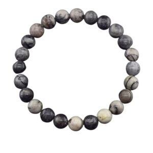 Bracelet en pierres naturelles gris et noir perles