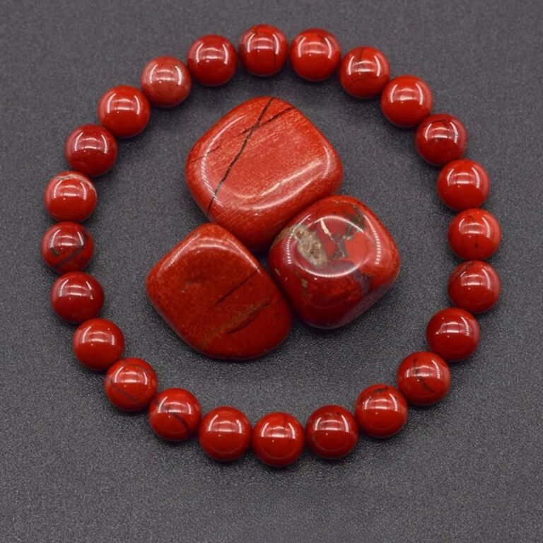 Bracelet en pierres naturelles jaspe rouge perles