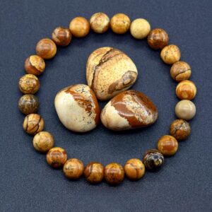 Bracelet en pierres naturelles marron clair perles