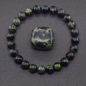 Bracelet en pierres naturelles noir et vert perles