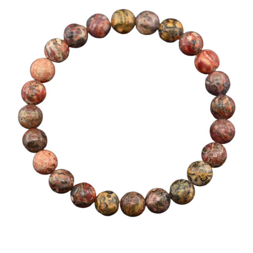 Bracelet en pierres naturelles rouge leopard perles