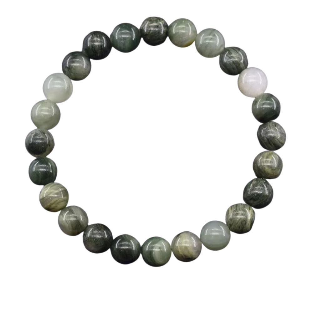 Bracelet en pierres naturelles vert et gris perles