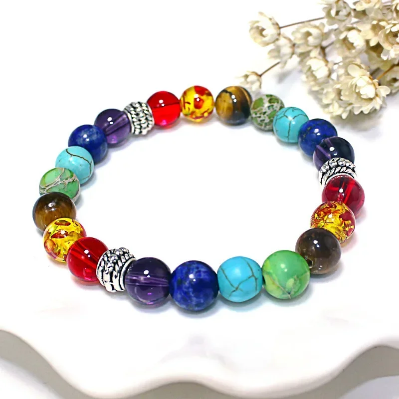 Bracelet pierres naturelles 7 chakra en perles