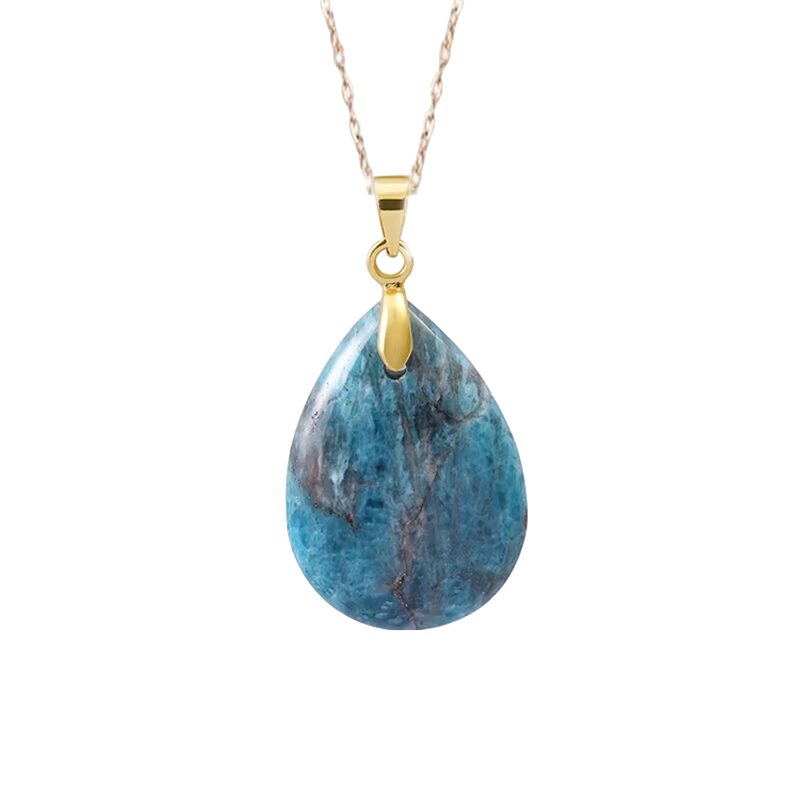 Collier pierre naturelle apatite bleue goutte or