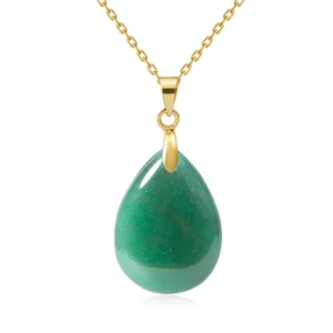Collier pierre naturelle aventurine goutte or