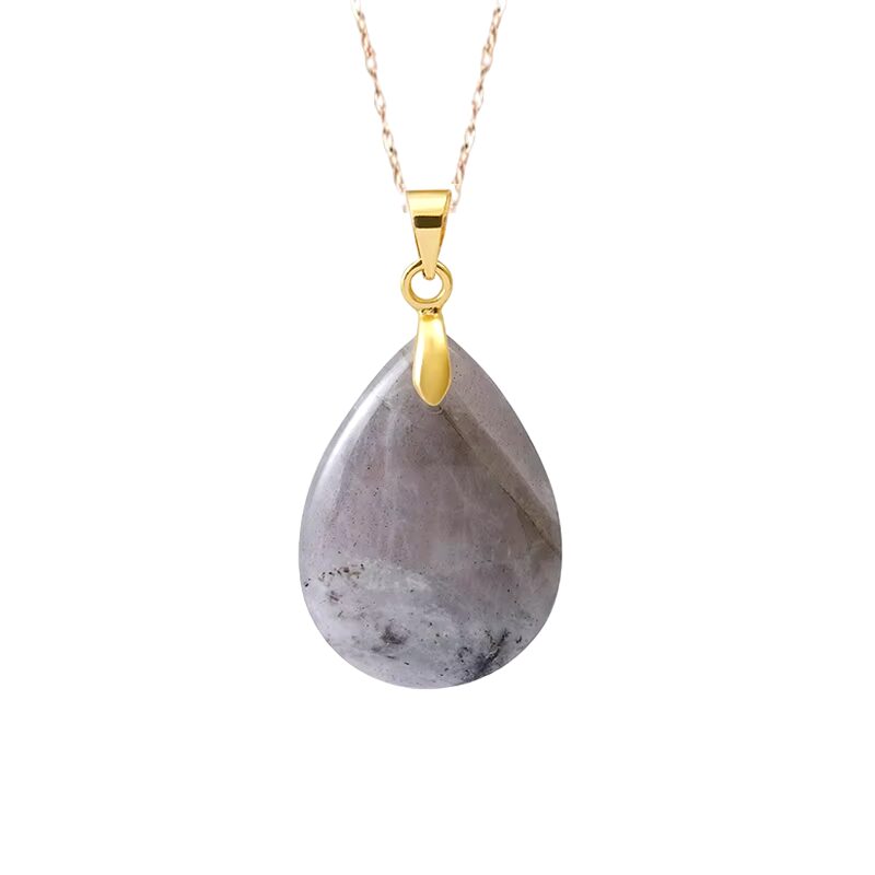 Collier pierre naturelle labradorite goutte or