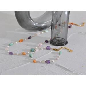 Collier à pierres naturelles multiples multicolores