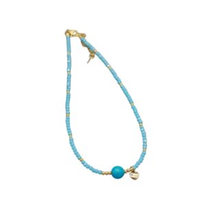Collier de pierres naturelles turquoises et doré