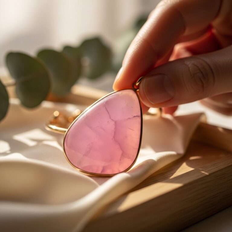 Calcédoine rose: pierre de douceur et d’harmonie pour le cœur. Découvrez ses vertus apaisantes et son élégance dans nos bijoux en pierres naturelles. Conseils personnalisés pour choisir selon émotions et signe, avec élégance et bien-être, sans esotérisme.