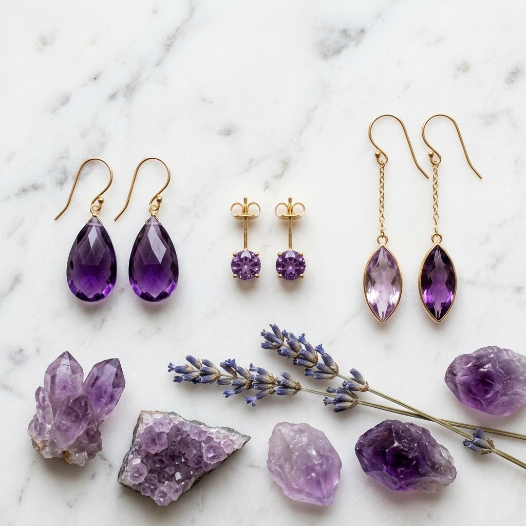 Comment choisir des boucles d’oreilles en améthyste : guide complet - illustration