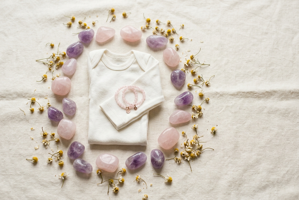 Cadeau pierre lithotherapie naissance bebe - illustration