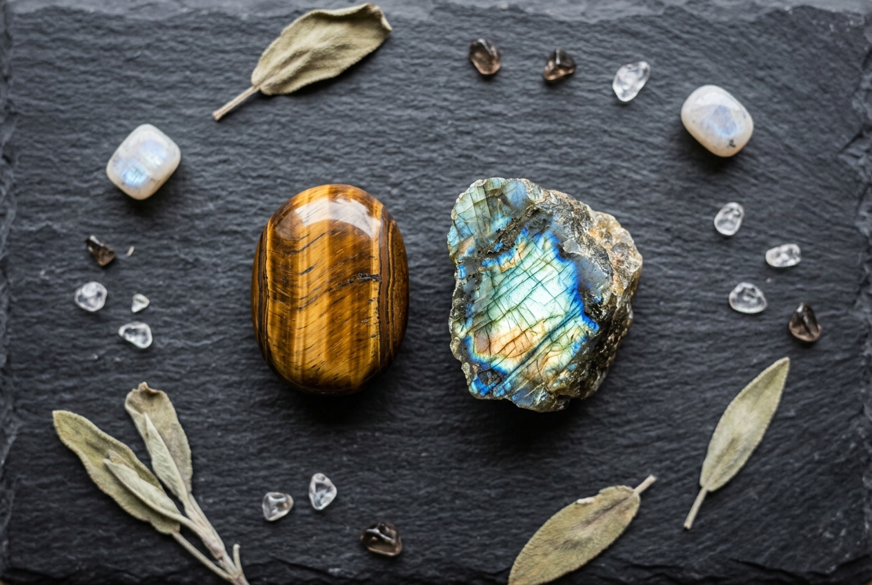 Oeil de tigre vs labradorite pour la protection - illustration